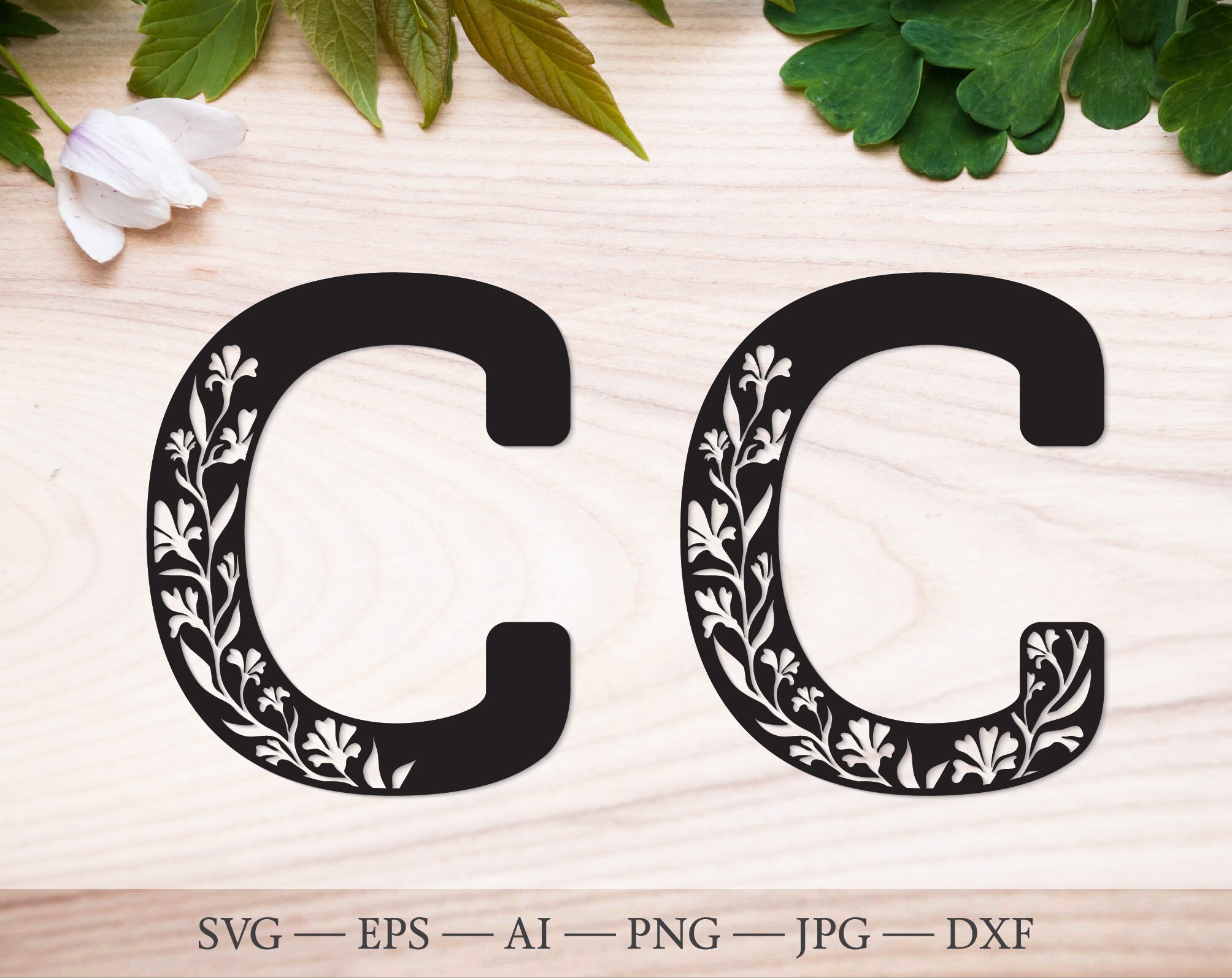 Download Initial Svg C Floral Letter Svg Flower Monogram Svg For Etsy
