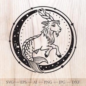 Sterrenbeeld Steenbok SVG - december januari verjaardagsteken. Celestial Horoscoop Clipart voor liefhebbers van astrologie. Sterrenbeeld Steenbok