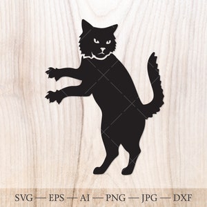 Schwarze Katze SVG Schnittdatei. Stehende Katze Silhouette svg. Lustige Katze svg, Katze svg Clip Art, feline SVG, Katzenclipart.
