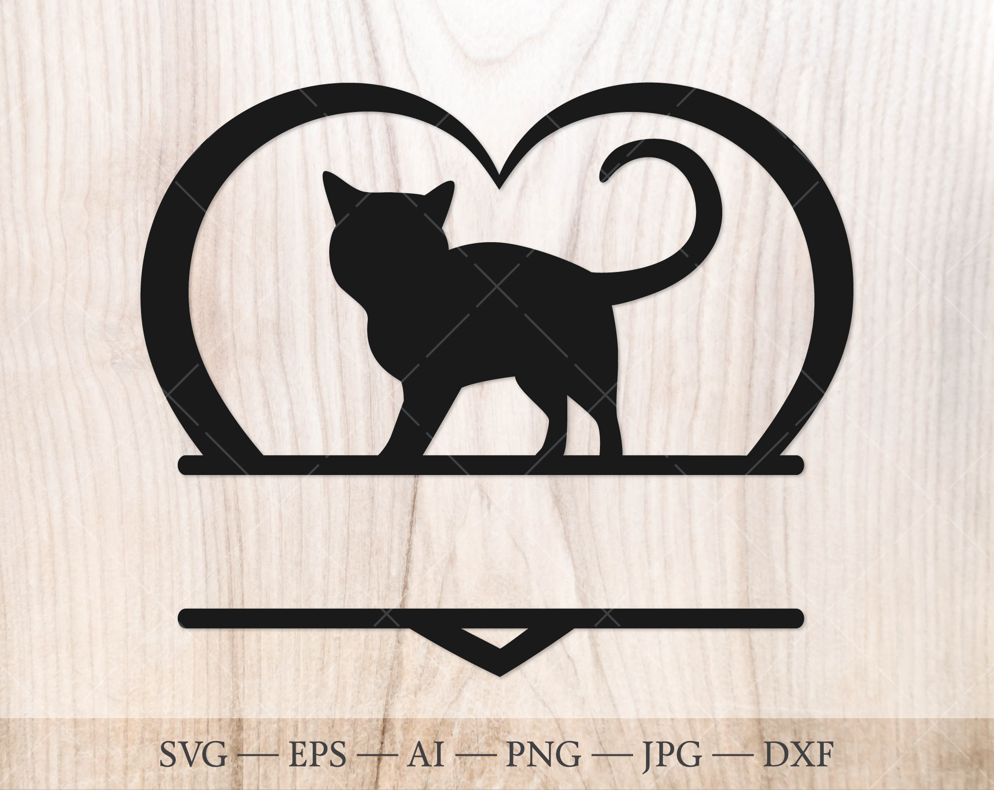 Cat Heart SVG Cat Split Name Frame SVG Cat Monogram Cut Etsy