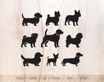 Dog Breeds Silhouette SVG Bundle, Pet Lover Clipart (Digital Download)