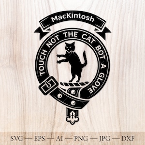 Badge écusson MacKintosh SVG, svg du clan écossais, écusson familial svg. Armoiries svg. Ceinture héraldique écossaise avec boucle SVG. Emblème du clan svg