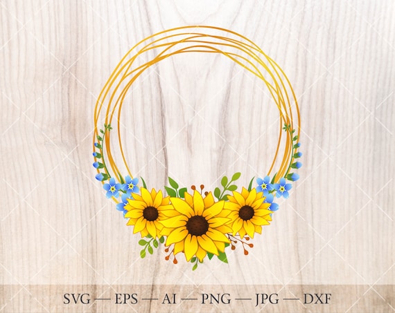 Download Free Boho Sunflower Wreath Svg Sunflower Clipart Floral Frame Etsy SVG Cut Files