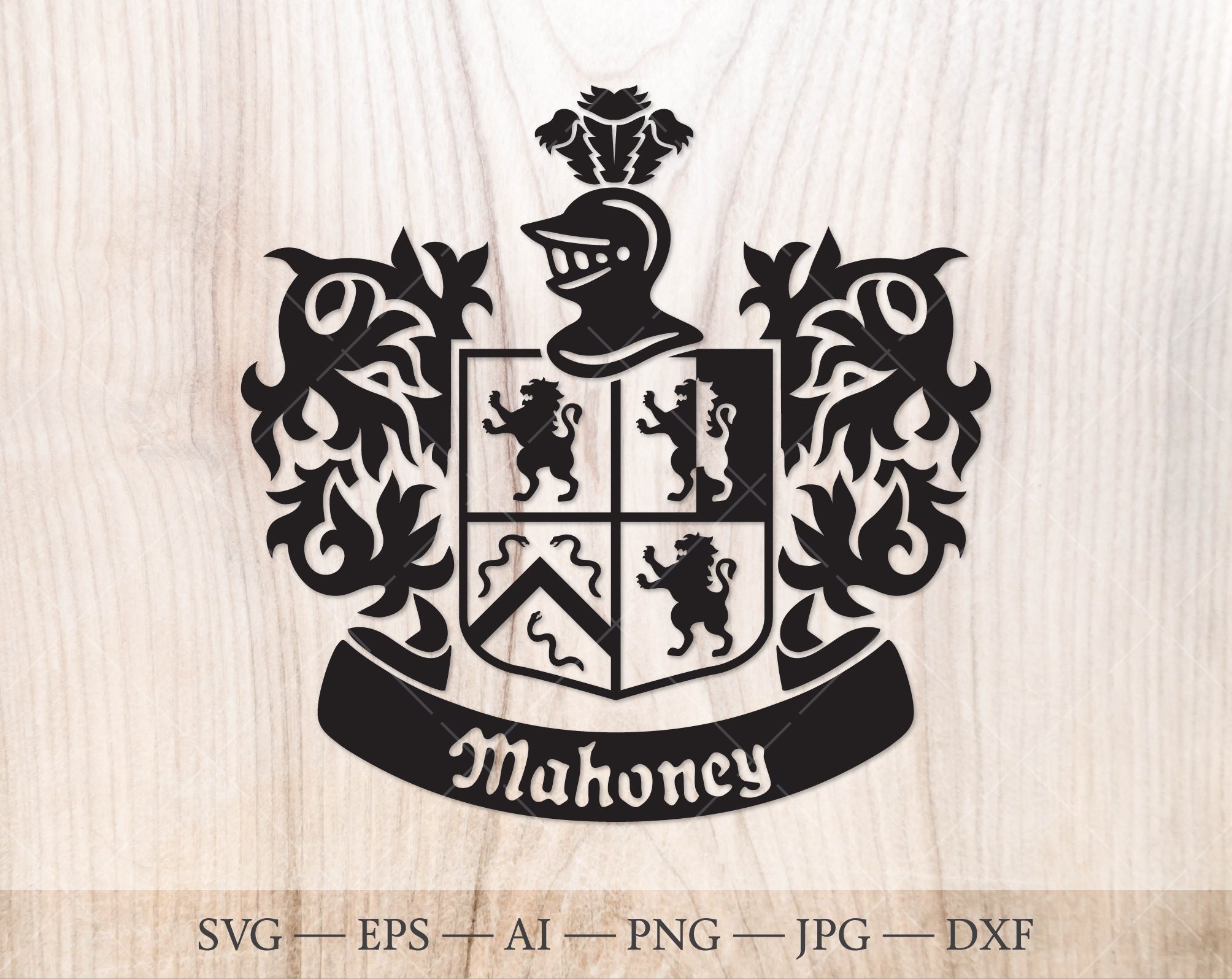 Mahoney Family Crest. Coat of Arms Svg. Heraldic Shield With | Etsy