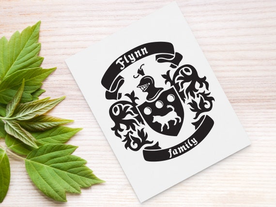 Download Flynn Family crest ribbon banners SVG. Heraldic shield with wolf Coat of arms svg Clip Art Art ...