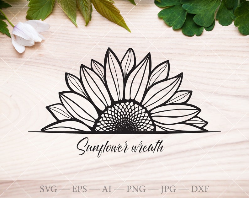 Download Half Sunflower SVG. Split sunflower monogram. Sunflower | Etsy