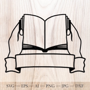 Open Bijbel SVG, handen met Bijbel SVG. Bijbel in handen svg. Religieus geloof svg. Spirituele christelijke SVG