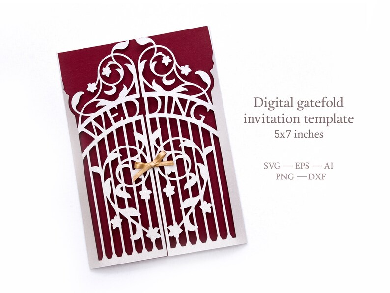 Download Cricut SVG Gate-fold wedding invitation 5x7 SVG template ...