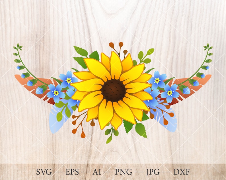 Download Sunflower bouquet SVG. Sunflower clipart. Floral frame ...
