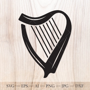 Celtic Harp Silhouette SVG, Irish Lyre, Music Instrument (Digital Download)