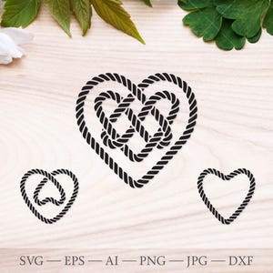 Conjunto de nó de corda de amor SVG, nó SVG de amarração - nó em forma de coração, nó celta SVG, corda náutica
