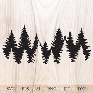 Foresta SVG, sagoma del limite del bosco File di taglio SVG. Pino in formato SVG, boschi in formato SVG. Foresta albero sagoma SVG, all'aperto SVG. Foresta sempreverde in formato SVG