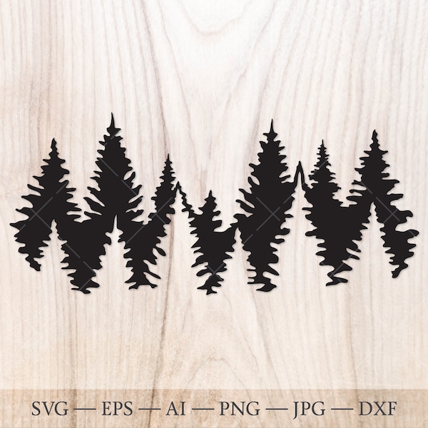Forest SVG, treeline silhouette SVG Cut File. Pine tree svg, Woods svg. Forest Tree Silhouette SVG, Outdoors svg. Evergreen forest svg