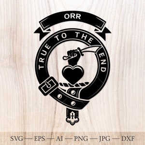 Insigne Orr écusson SVG, svg du clan écossais, écusson familial svg. Armoiries svg. Ceinture héraldique écossaise avec boucle SVG. Emblème du clan svg