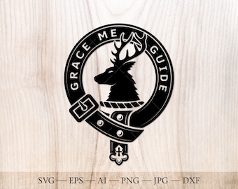 Forbes crest badge SVG, Scottish clan svg, Family crest svg. Coat of arms svg. Heraldic scottish belt with buckle SVG. Clan crest svg