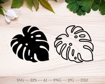 モンステラ svg、モンステラ リーフ SVG カット ファイル、モンステラ アウトライン、モンステラ プラント svg、熱帯の葉 svg、モンステラ シルエット