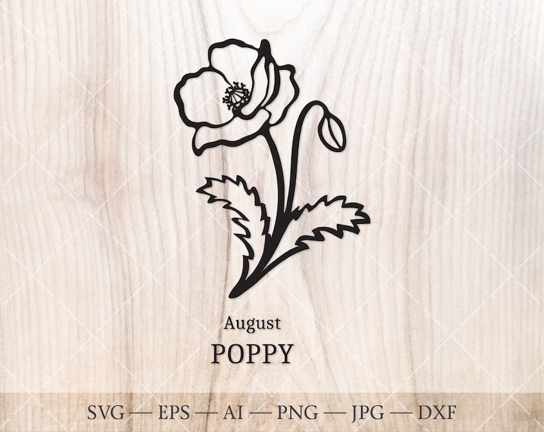 Poppy svg august birth flower svg birth month flower poppy etsy