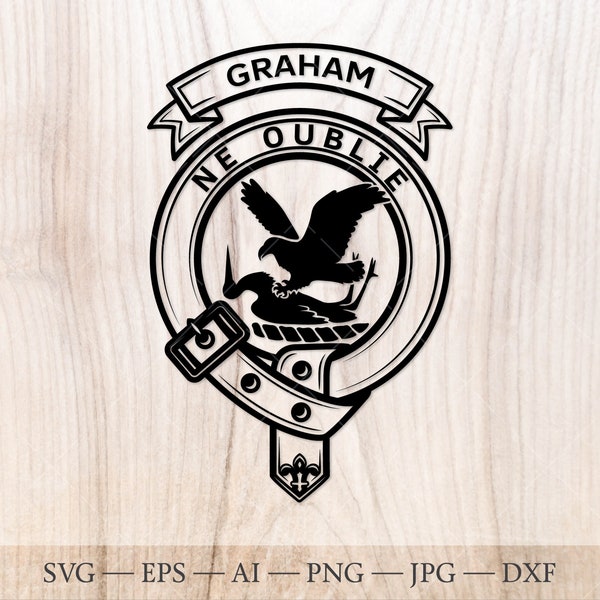 Graham crest badge SVG, Scottish clan svg, Family crest svg. Coat of arms svg. Heraldic scottish belt with buckle SVG. Clan crest svg