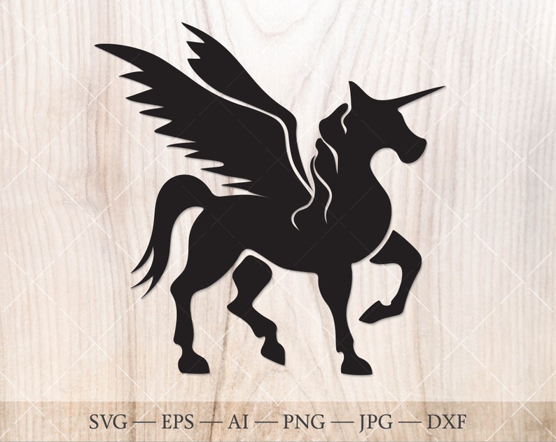 Download Pegasus unicorn horse silhouette. Unicorn with wings ...
