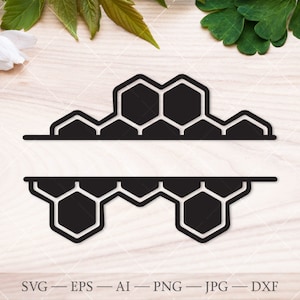 Puede incluir: Diseño de monograma dividido en blanco y negro con un patrón de panal. El diseño es perfecto para agregar un toque personalizado a tus manualidades.