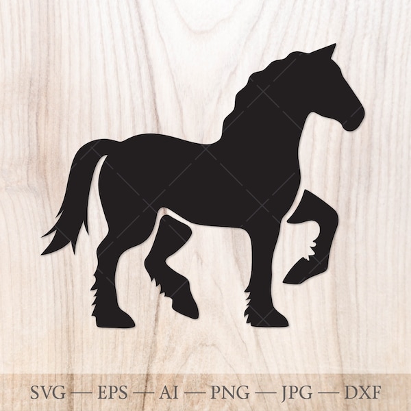 Draft horse SVG, draught horse silhouette. Shire SVG, Clydesdale Horse, Belgian Horse SVG. Percheron svg, Work Horse svg, Heavy farm horse