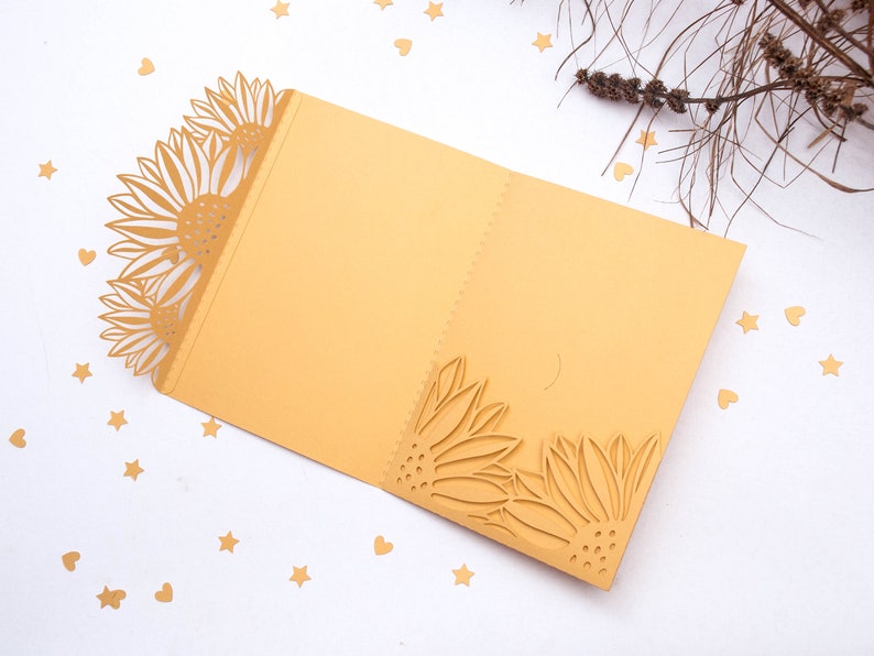 Download Cricut SVG Sunflower wedding pocket invitation 5x7 SVG | Etsy