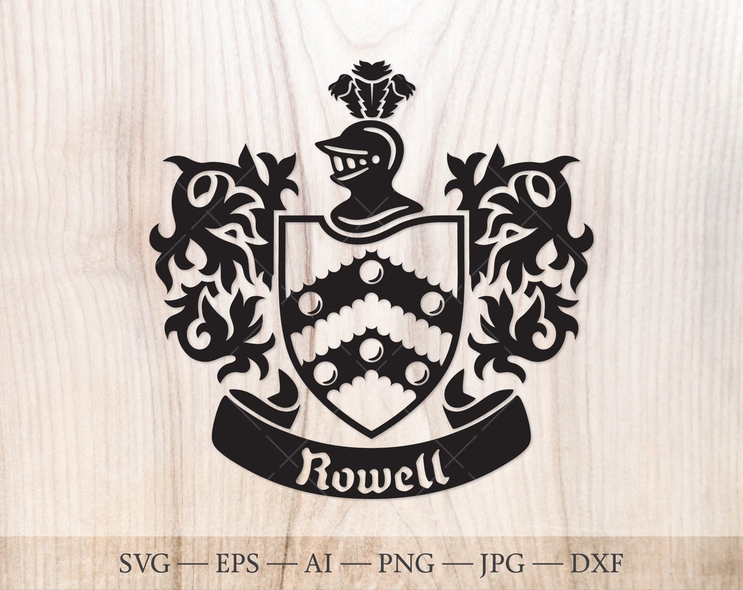 Rowell Family Crest. Coat of Arms Svg. Heraldic Shield With Six Coins