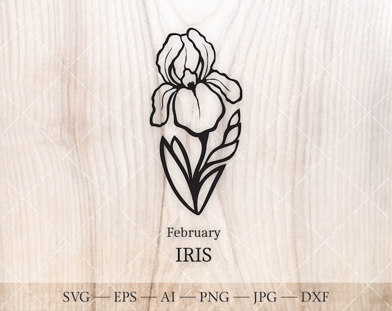 Iris SVG Fleur de naissance de février SVG. Dessin de fleurs - Etsy Canada