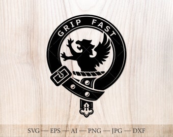 Leslie crest badge SVG, Scottish clan svg, Family crest svg. Coat of arms svg. Heraldic scottish belt with buckle SVG. Clan crest svg