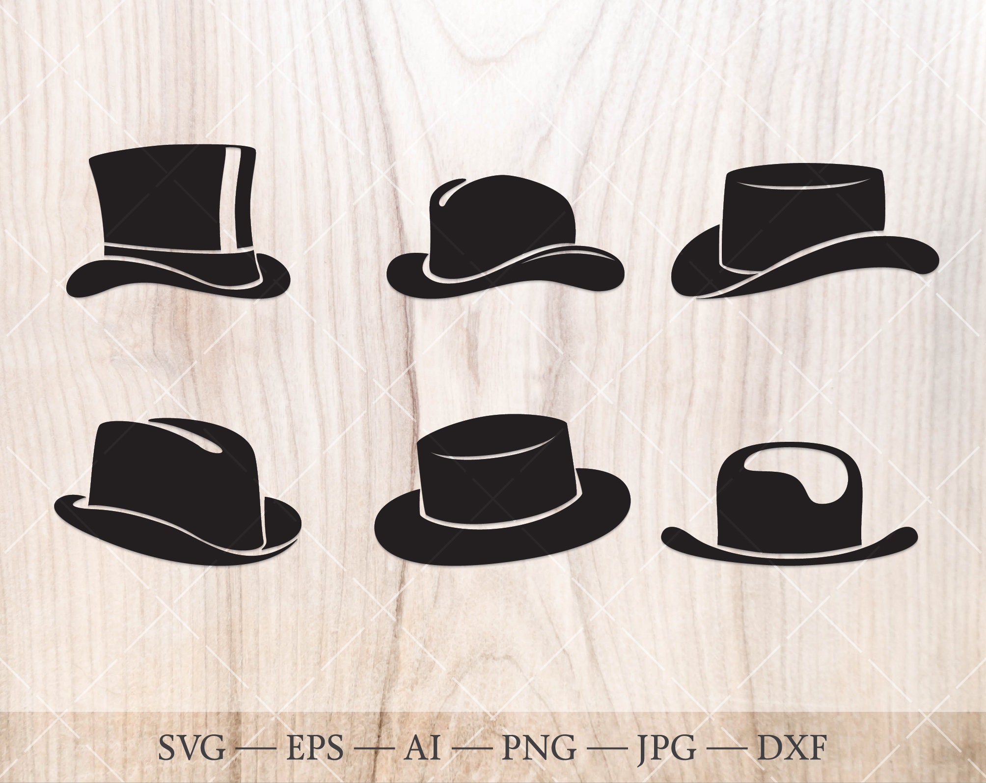 Hats SVG Set. Men Hats Clipart. Svg Eps Dxf Png Etsy
