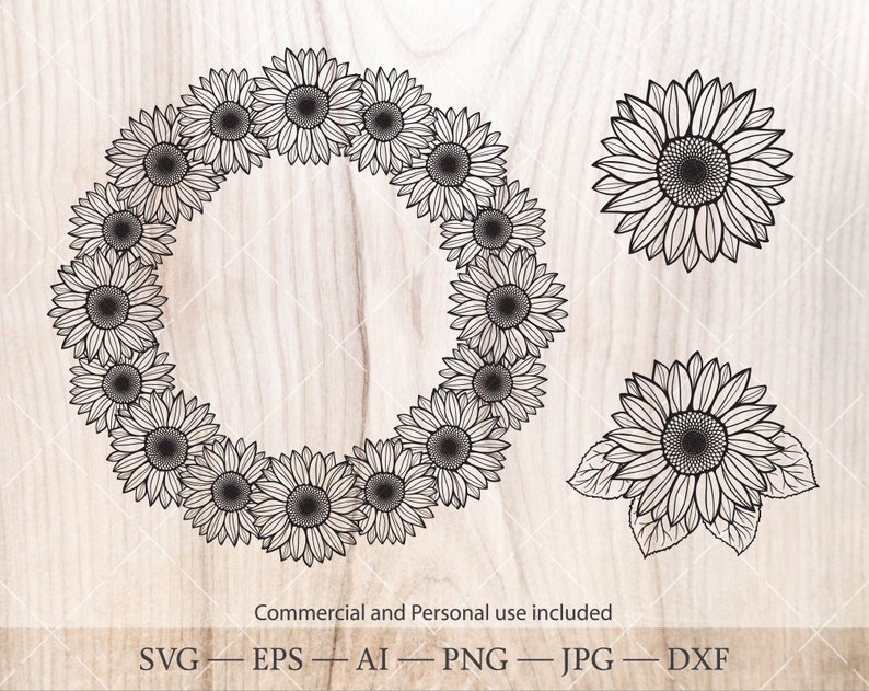 Download Sunflower wreath and bouquet SVG bundle. Sunflower clipart ...