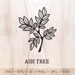 Ash Tree SVG. Geboortebomen SVG. Boomomtrektekening geboortemaand. Verjaardag bloemen clipart, geboorteboom clipart