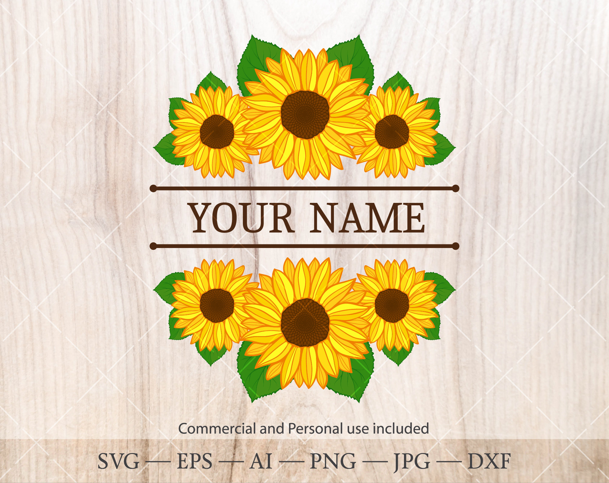 Download Sunflower Bouquet Svg Sunflower Clipart Floral Name Frame Etsy