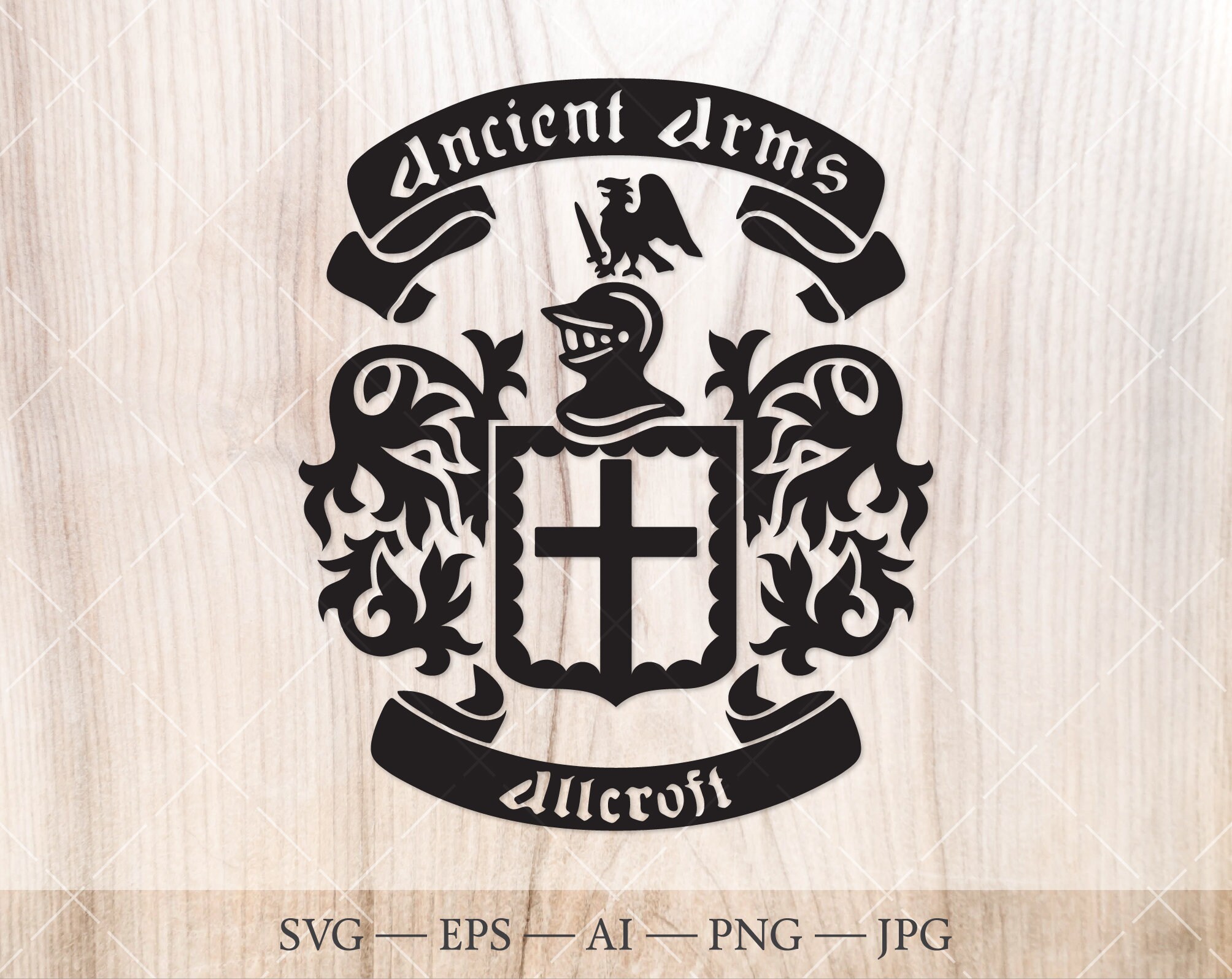 Download Allcroft Family Crest Coat Of Arms Svg Heraldic Shield With Etsy