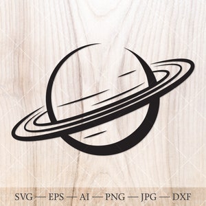 Archivo SVG de corte del planeta Saturno. Archivo SVG de silueta de Saturno. Anillo de Saturno svg, Astronomía svg, Espacio svg.