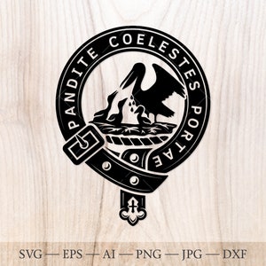 Gibson Wappen Abzeichen SVG, Scottish Clan svg, Familienwappen svg. Wappen svg. Heraldischer schottischer Gürtel mit Schnalle SVG. Clan Wappen svg