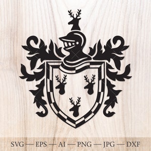 Stemma della famiglia Doyle. Stemma in formato SVG. Scudo araldico con tre teste di cervo SVG.