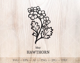 Hawthorn Flower SVG, May Birth Flower Clipart (Digital Download)