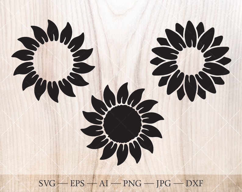 Download Sunflower SVG. Sunflower silhouette clipart. Black and ...