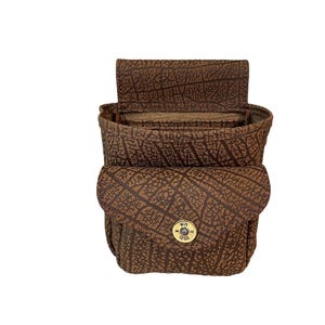 Buffalo hide shell cap shotgun shell sporting clay / skeet / trap pouch with emblem deluxe - Brown Optional Personalization
