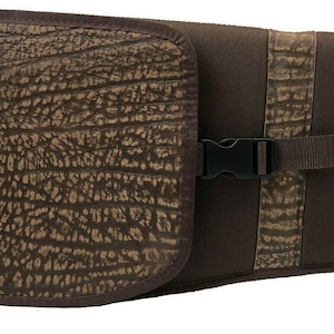 Cape Buffalo Hide & Nylon Canvas shotgun sleeve / slip / case for sporting clays, skeet , trap - Optional Personalization