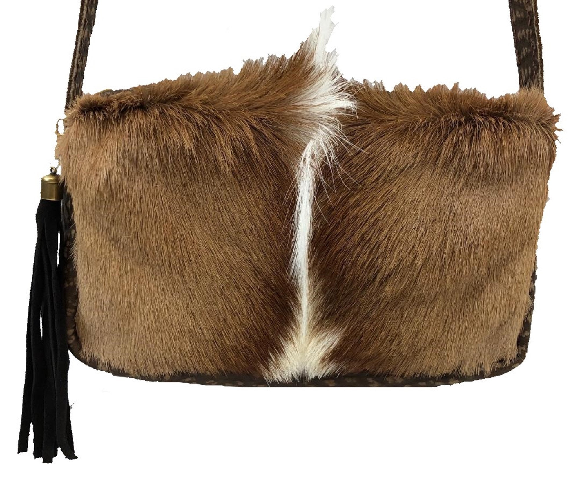 Springbok Skin Crossbody Camera Bag Purse With Mohawk and Leather ...