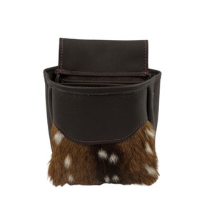 Axis hide leather shotgun shell sporting clay / skeet / trap pouch Midi - Brown Optional Personalization