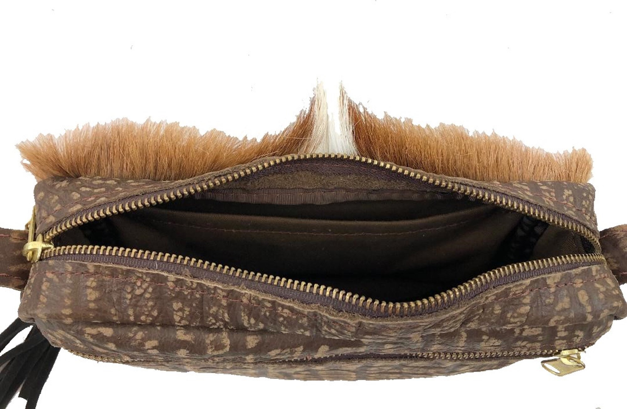 Springbok Skin Crossbody Camera Bag Purse With Mohawk and Leather ...