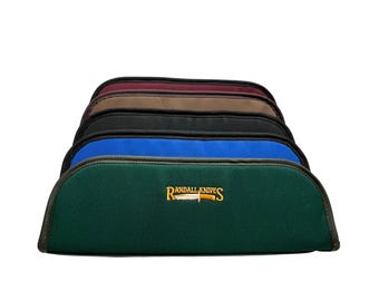 Randall Canvas Knife Case / Storage Pouch - Embroidered Randall Knives Design - With Sheath Straps  - USA Made - Multiple Colors/Sizes