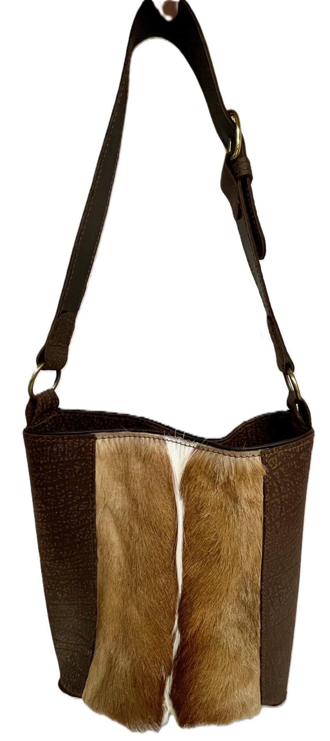 Springbok Buffalo Tote Bag Purse With Mohawk and Tassel - Natural Brown ...