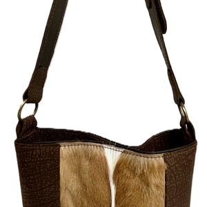Springbok Buffalo Tote Bag Purse With Mohawk and Tassel - Natural Brown ...