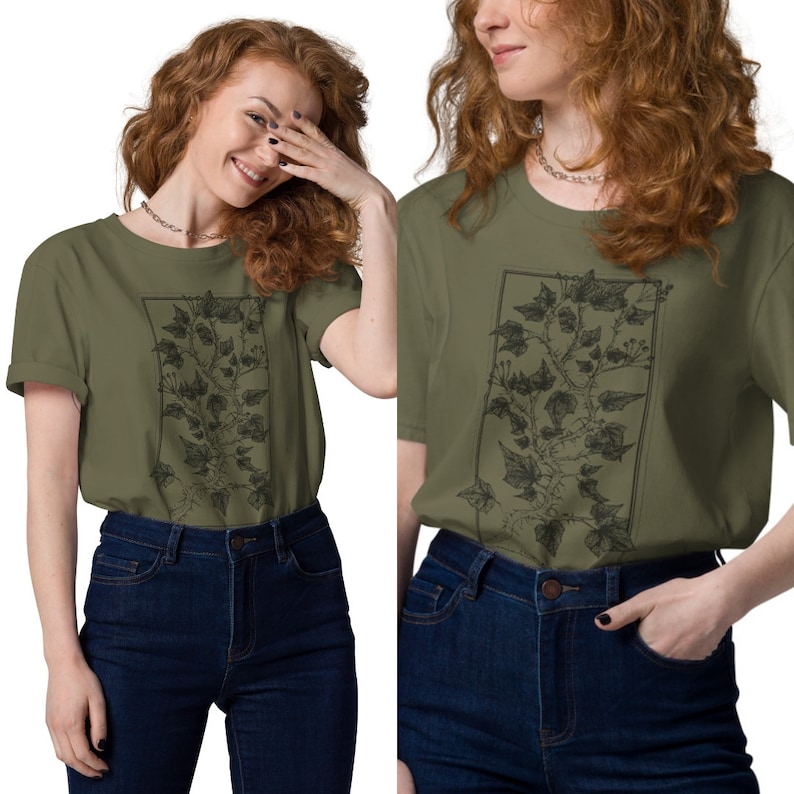 Ivy Art T-Shirt Botanical Drawing Tee Whimsigothic Outfit Green Witch T-shirt Goblincore T-shirt image 4