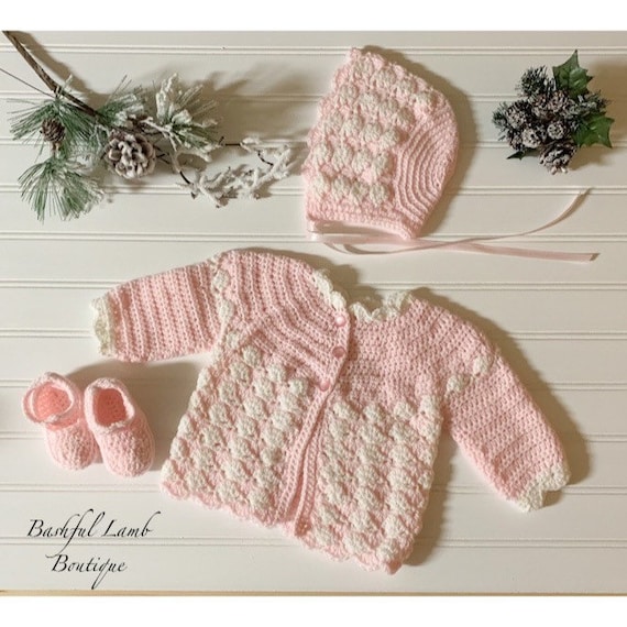 Shell Baby Layette Set Crocheted Baby Sweater Set Baby | Etsy