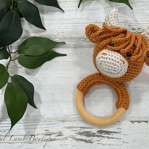 HIGHLAND COW Rattle Photo Prop, Baby Reveal Accessory, Baby Announcement